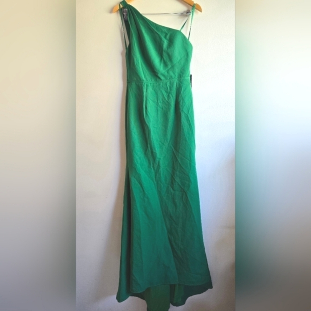 Ieena for Mac Duggal, One Shoulder Jersey Mermaid Gown, Green, Size 4‎ -NWT!! - Picture 4 of 11